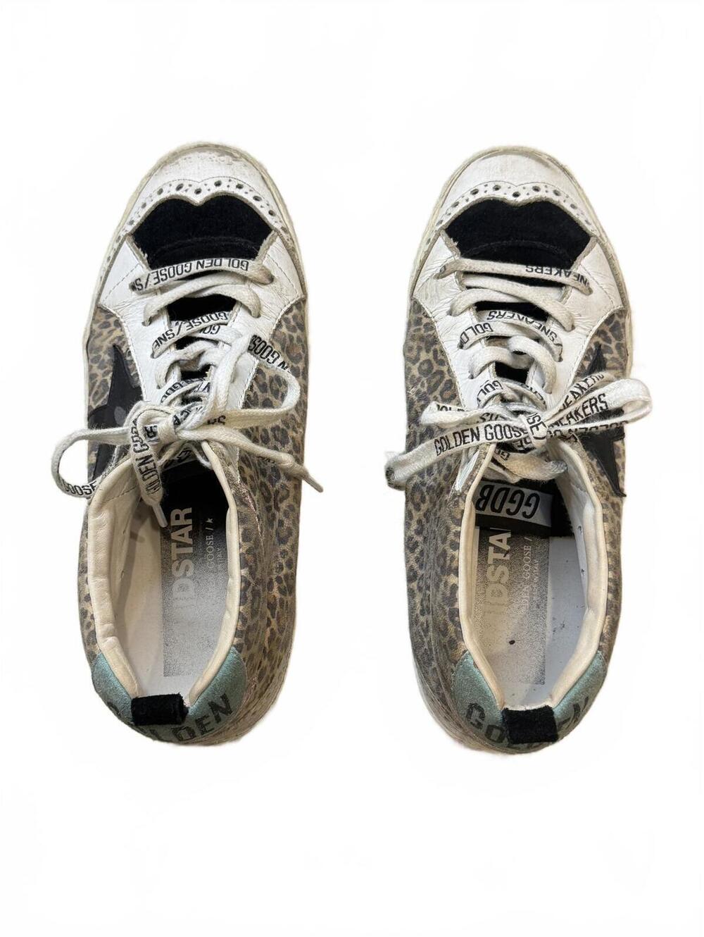 Golden Goose Mid Star Leopard Print Sneakers - Glitter Star Size 36 EU / 6 US